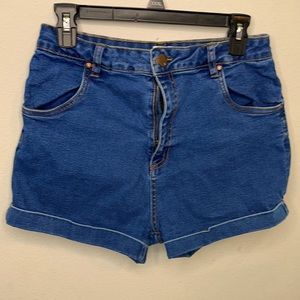 High rise denim shorts